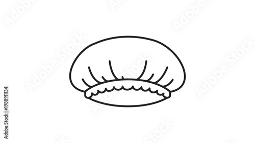 Minimalist Surgical Cap and Medical Bouffant Hair Cover Editable Stroke Vector Icon Illustration; Hand-Drawn Black Line Art for Healthcare, Hygiene, Hospital, and Spa Use on White Background