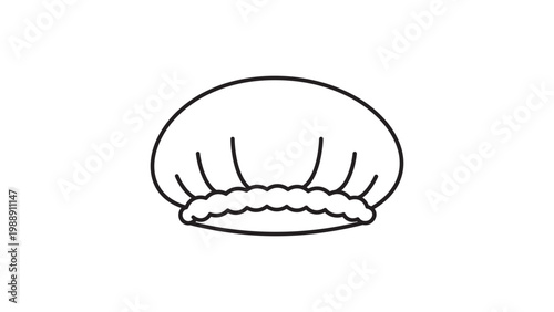 Surgical Cap Vector Icon Illustration with Editable Stroke. Minimalist Black Line Art of Medical Bouffant Cap for Healthcare, Hygiene, and Hospital Staff. Scalable Outline Design on White.