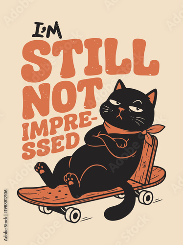 Black Cat on a Skateboard Relaxing.