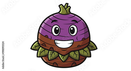 Cute Cartoon Taro Root Character Smiling