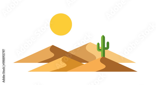 A green cactus plant in desert.