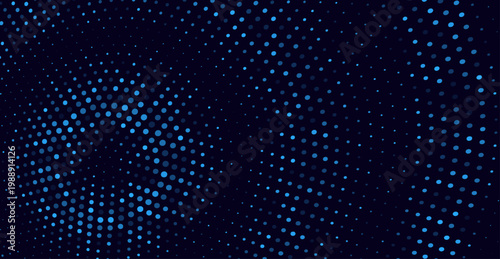 Luminous particle circles expanding like soundwaves, futuristic data pulse rings in dark cyberspace environment. Eps10