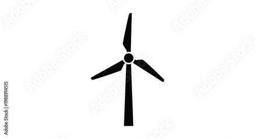 Simple black and white illustration of a wind turbine for renewable energy