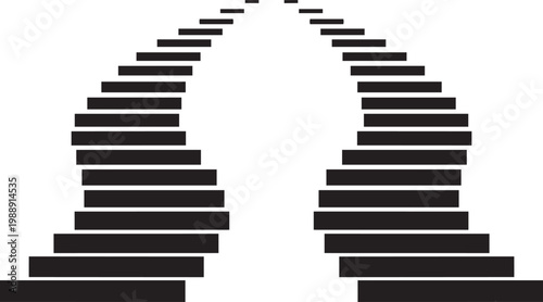 Obraz na płótnie Ascending Staircase: An abstract representation of two parallel staircases converges, symbolizing progress and ambition