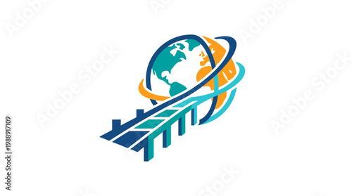 Abstract globe logo with a bridge, representing global transport and logistics.