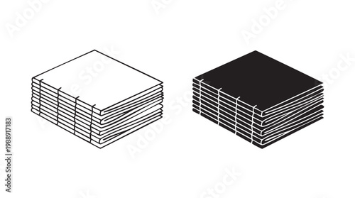 Stacks of blank and filled paper sheets cut out isolated illustration on transparent background layout