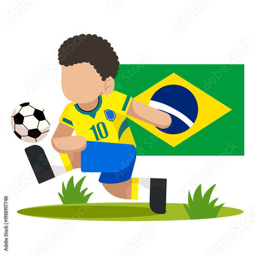 brazillian soccer player kicking ball Illustration