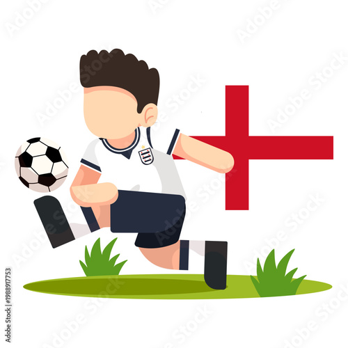england soccer player kicking ball Illustration