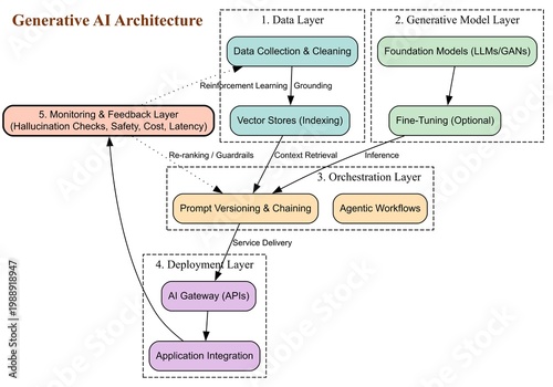 Generative AI Architecture: 5-Layer Enterprise Framework with RAG and Agentic Workflows