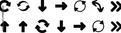 Arrow icons navigation sync upload download refresh symbols ui app design vector illustration