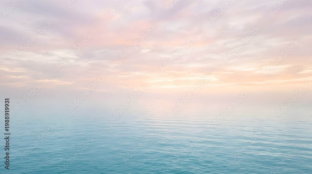 Fototapeta premium A serene ocean scene at sunrise with calm water and cloudy sky