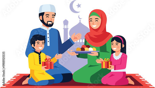 A muslim family celebrating a special occasion together