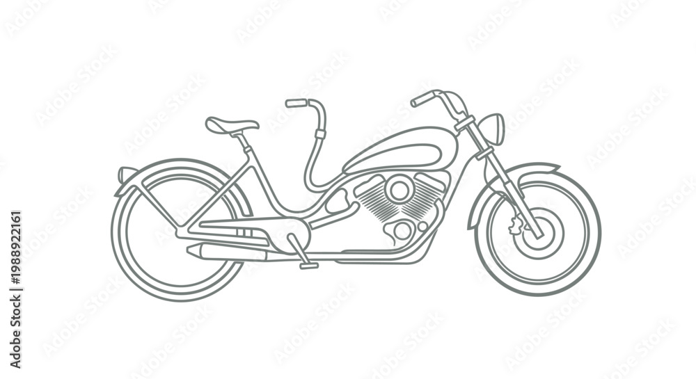 Fototapeta premium Line art illustration of classic cruiser motorcycle side view