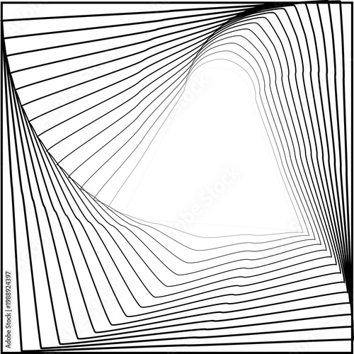 Square dynamic halftone twisted spiral. Modern technology element