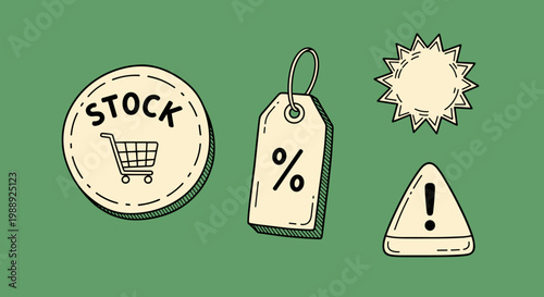 A playful illustration of a shopping cart on a stock certificate, conveying commerce and investment.