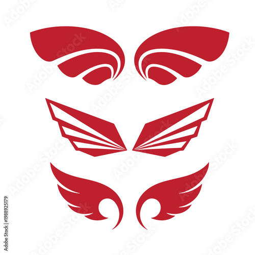 Red wing and eyebrow on white background, black background, not visible wings eyebrows abstract