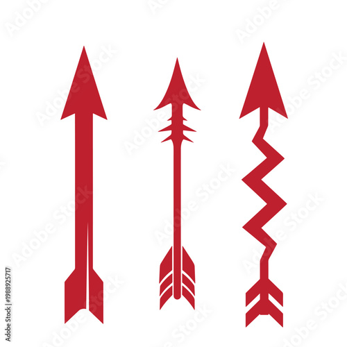Three red arrows on white background, pointing upwards arrow symbols directional signs