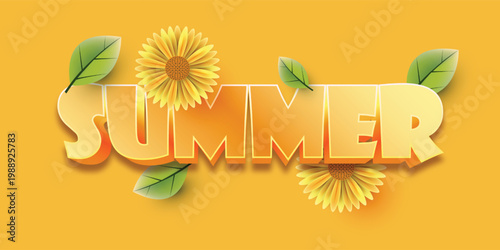 Summer with fllowers illustration template design