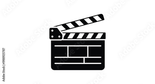 Black and white film clapperboard icon cinematic production symbol