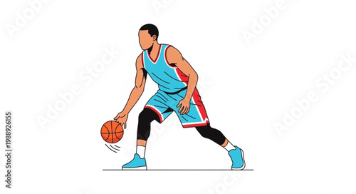 An active young woman athlete performs fitness and yoga stretching exercises in a stylized illustration of a runner in action