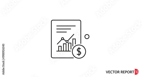 Financial report with graph and money.