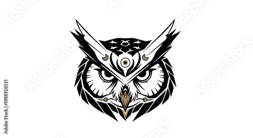 Minimalist Tattoo Design of a Wise Owl with Geometric Accents