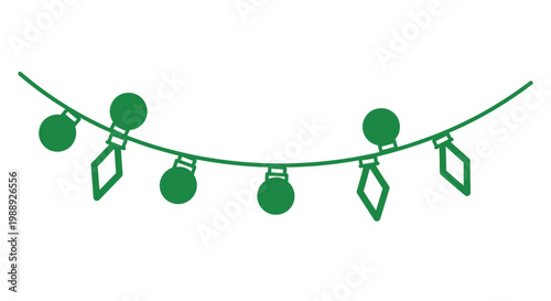 Green Christmas lights on string.