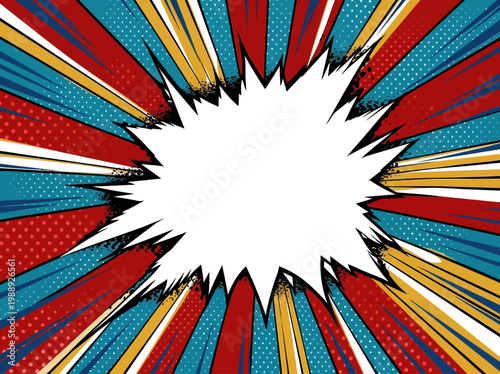 Comic Book Style Burst Vector With Blank Space for Text and Graphics