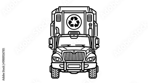 Garbage Truck Front View Outline Logo Vector