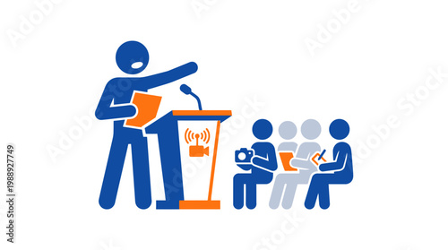 A Simple Illustration of a Public Speaker Addressing an Audience.