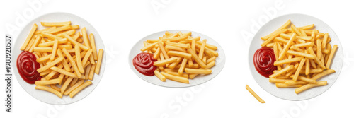 Canvastavla Set of Crispy Potato Fries with Dipping Sauce Isolated Transparent Background PN
