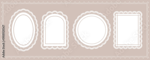 Fotografía Ornate Lace Frame Collection with Circle Oval Rectangle and Scalloped Border