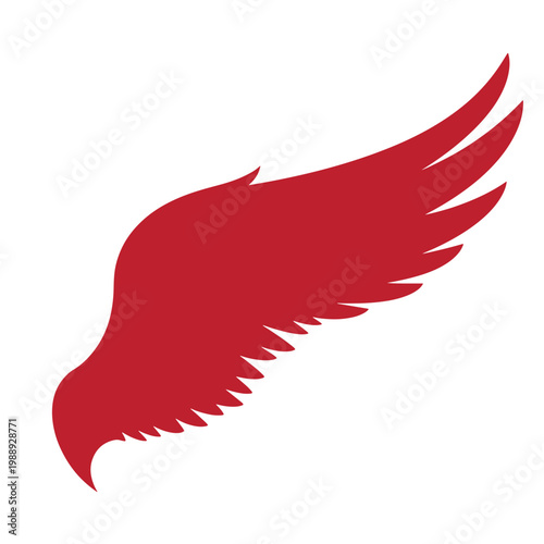 Red bird wing silhouette on white background, similar to an eagle or hawk