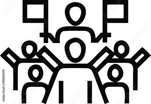 People gathering with flags for a protest or political rally demonstrating unity and activism