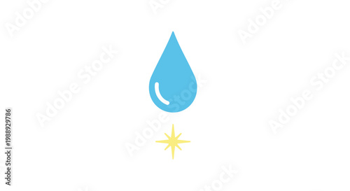 Shining Blue Water Drop Isolated on White Background