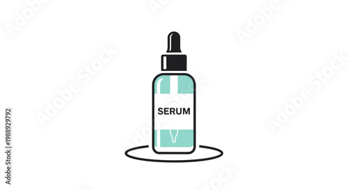 Green serum dropper bottle labeled 'SERUM' icon on isolated white background.