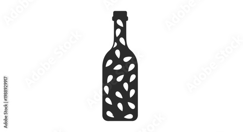 Stylized bottle with seed pattern icon on isolated white background.