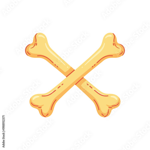Two crossed cartoon bones form an X shape against a white background.