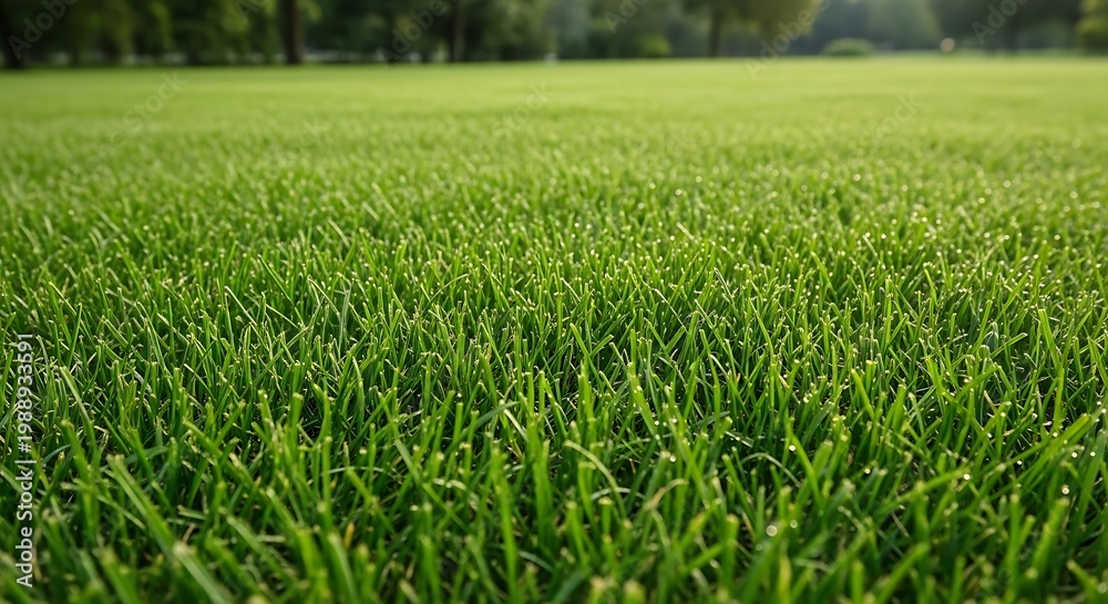 Obraz premium Well manicured green lawn showing fresh grass texture for sports grounds and park landscape design