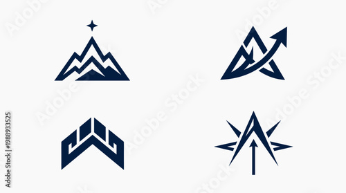 Abstract Mountain and Arrow Logos Representing Growth and Success.