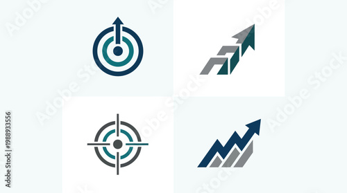 Collection of Business and Financial Growth Arrow and Target Icons.