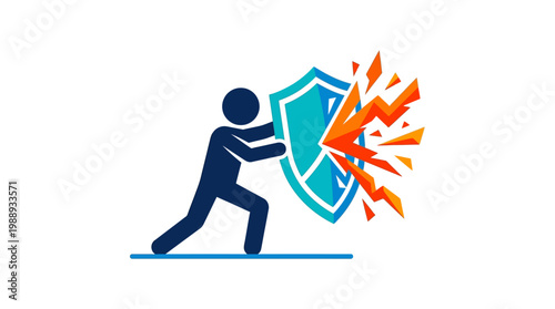 Conceptual Illustration of a Figure Defending with a Shield.
