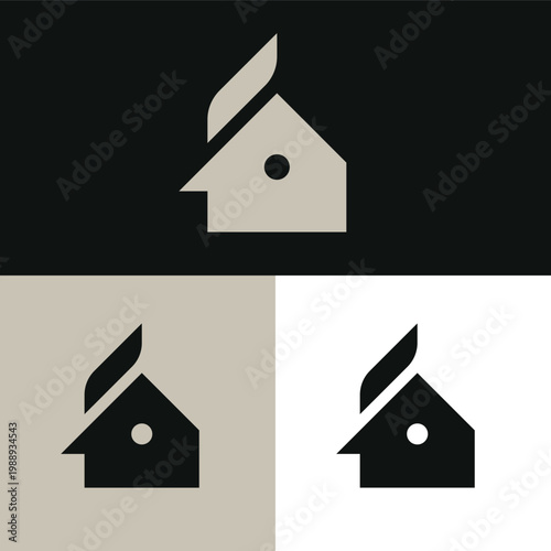 Minimalist chicken house symbol for home-based culinary business or restaurant