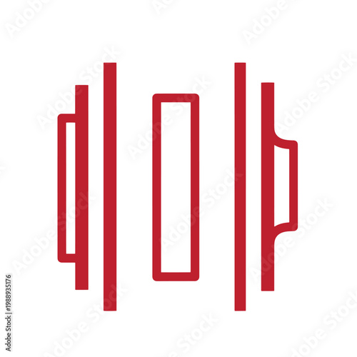 Red on white background, resembling handles or grips shapes