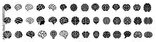 Set of human brain icon set flat style. vector illustration.