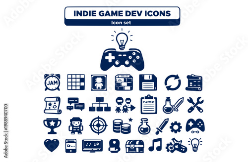 Indie Game Dev Design Ops Icon Set Game Jam Timer Sprite Sheet Hitbox Debug Tileset Save State Game Loop Loot Table Dialogue Tree Enemy Spawn Playtest Session Log