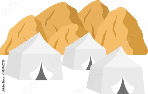 Hajj Tent in Mina Illustration. Islamic Pilgrimage Tent Camp