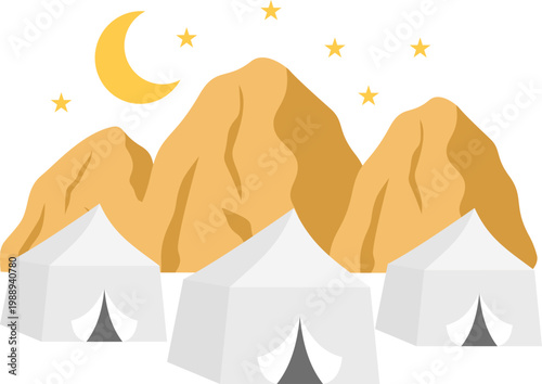 Hajj Tent in Mina Illustration. Islamic Pilgrimage Tent Camp
