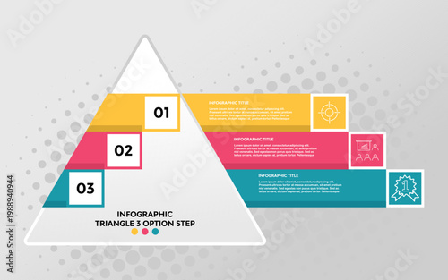 Vector triangle element for infographic. Template for cycling diagram, graph, presentation. Business concept with 3 options, parts, steps or processes.
