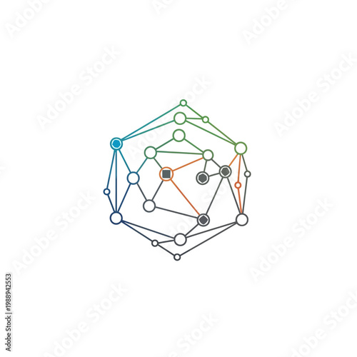 Abstract geometric network structure with connected nodes and lines.